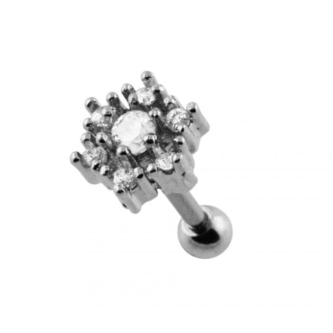 Casting Flower Crystal Cartilage Stud - Monster Piercing