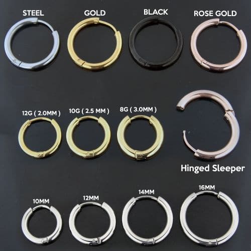 316L Surgical Steel Hinged Sleeper Hoop Rings - Monster Piercing