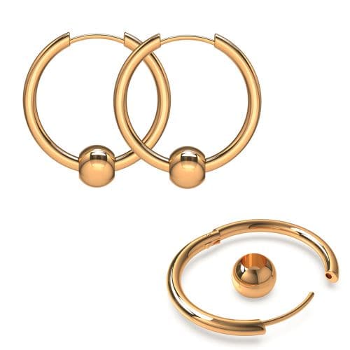 316L Surgical Steel Hinged Sleeper Earrings Hoops with Bead Ball - Monster Piercing