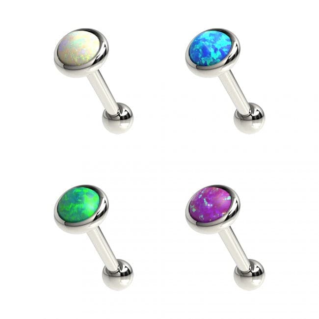 316L Surgical Steel Opal Stone Cartilage Tragus Piercing Ear Stud - Monster Piercing