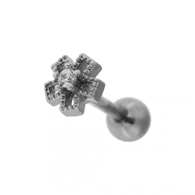 Cartilage Helix Tragus Piercing Square Cutout Flower Ear Stud - Monster Piercing