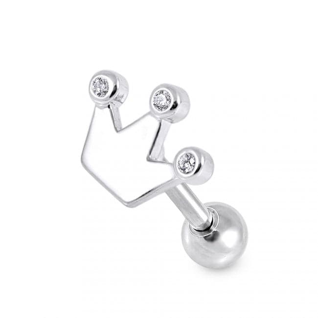 316L Surgical Steel Plain Crown Clear Gem Top Ear Stud - Monster Piercing