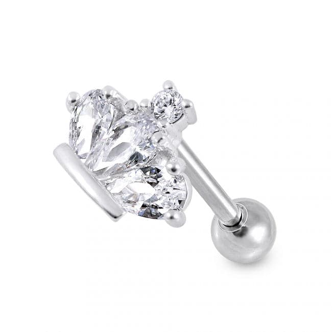 316L Surgical Steel Crown Clear Gem Top Ear Stud - Monster Piercing