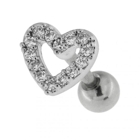 316L Surgical Steel Micro Jewelled Tiny Heart Ear Stud - Monster Piercing