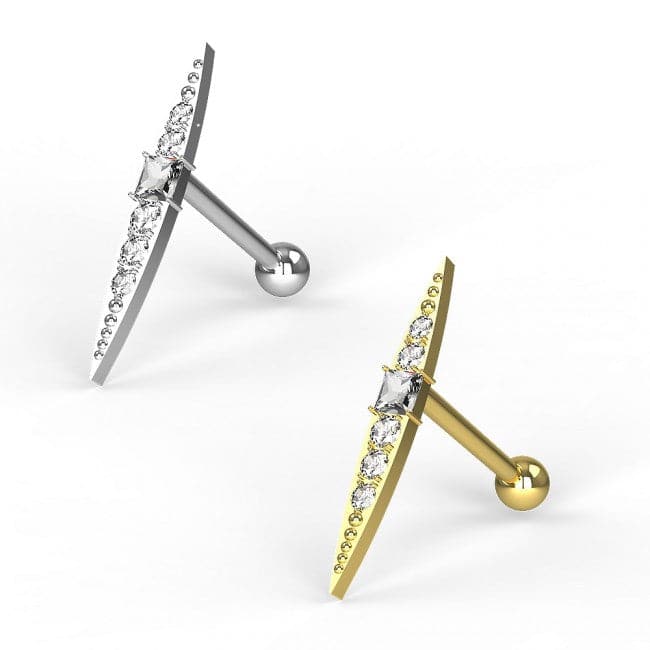 316L Surgical Steel Jewelled Axe Ear Stud - Monster Piercing