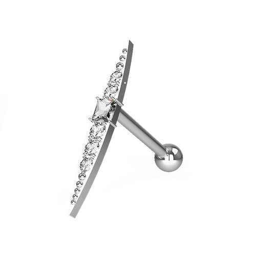 316L Surgical Steel Jewelled Axe Ear Stud - Monster Piercing