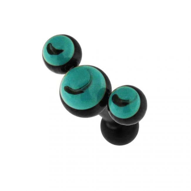 316L Surgical Steel Tri Turquoise Stones Ear Stud - Monster Piercing