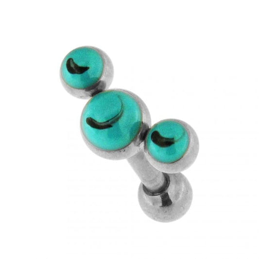 316L Surgical Steel Tri Turquoise Stones Ear Stud - Monster Piercing