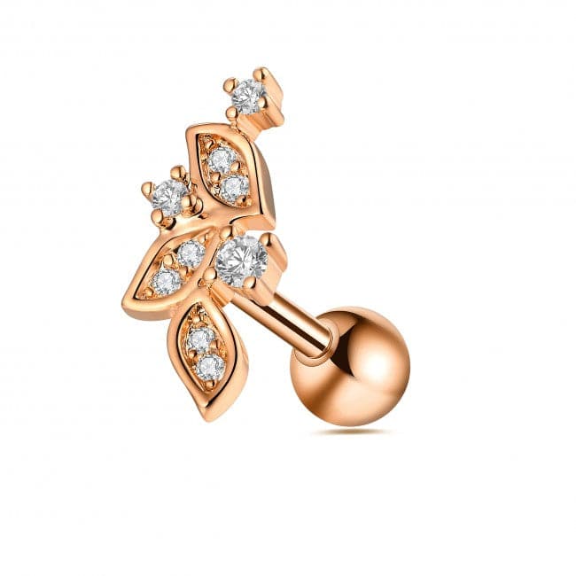 316L Surgical Steel Micro Jewelled Floral Flat Back Labret Cartilage Helix Tragus Piercing Ear Stud - Monster Piercing