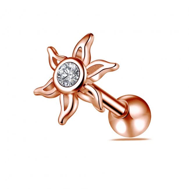 316L Surgical Steel Jewelled Sun Ball Back Cartilage Ear Stud - Monster Piercing