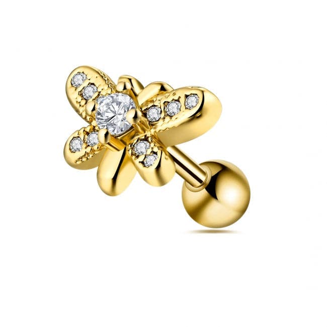 316L Surgical Steel Micro Jewelled Butterfly Cartilage Ear Stud - Monster Piercing