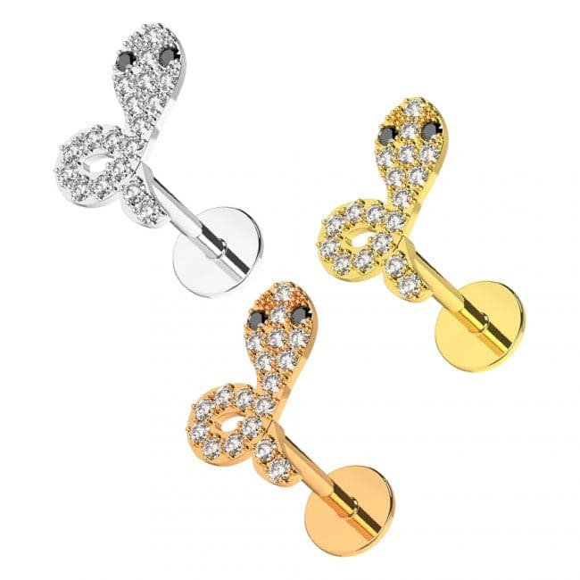 316L Surgical Steel Jewelled Snake Ear Stud - Monster Piercing