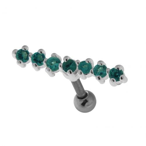 925 Sterling Silver 7 Stones Cartilage Stud - Monster Piercing