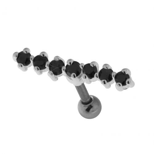 925 Sterling Silver 7 Stones Cartilage Stud - Monster Piercing