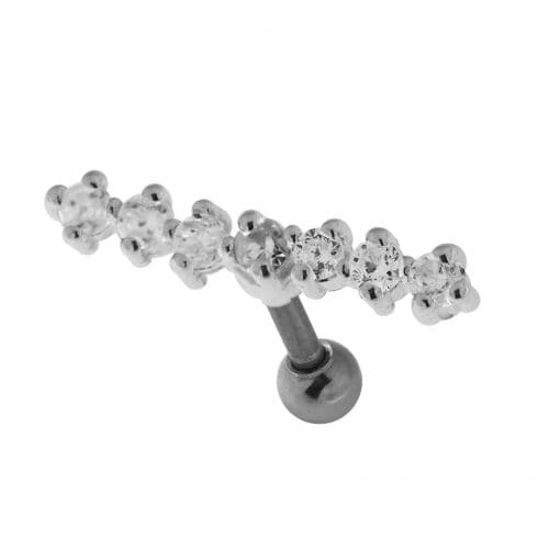 925 Sterling Silver 7 Stones Cartilage Stud - Monster Piercing