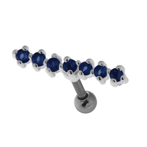 925 Sterling Silver 7 Stones Cartilage Stud - Monster Piercing