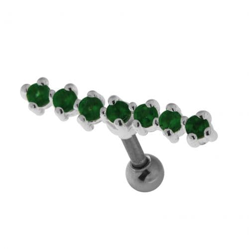 925 Sterling Silver 7 Stones Cartilage Stud - Monster Piercing