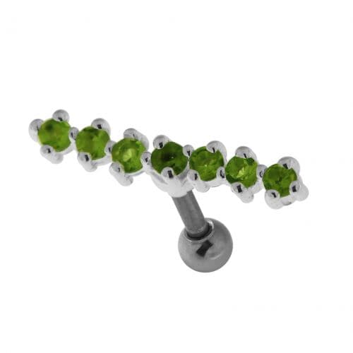 925 Sterling Silver 7 Stones Cartilage Stud - Monster Piercing