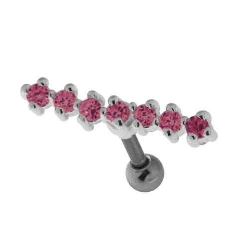 925 Sterling Silver 7 Stones Cartilage Stud - Monster Piercing