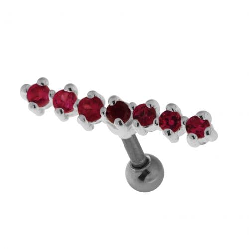 925 Sterling Silver 7 Stones Cartilage Stud - Monster Piercing